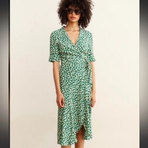 Ganni Green Dalton Crepe Wrap Dress NWT (XS)